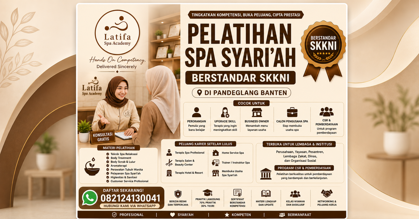 Pelatihan Spa Syari'ah Berstandar SKKNI di Pandeglang Banten 082124130041